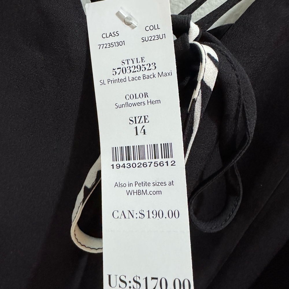 WHBM Casual and Sexy Black Floral Maxi Dress Size 14 NWT - Picture 8 of 9